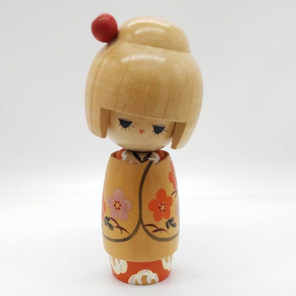 Vintage Japanese Sleeping Kokeshi Wooden Doll, Home Decor